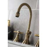 Millennium Two-Handle 3-Hole Deck Mount Widespread Bathroom Faucet with Brass Pop-Up