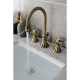 Millennium Two-Handle 3-Hole Deck Mount Widespread Bathroom Faucet with Brass Pop-Up