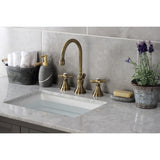 Millennium Two-Handle 3-Hole Deck Mount Widespread Bathroom Faucet with Brass Pop-Up