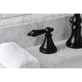 Governor Two-Handle 3-Hole Deck Mount Widespread Bathroom Faucet with Brass Pop-Up
