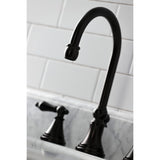 Governor Two-Handle 3-Hole Deck Mount Widespread Bathroom Faucet with Brass Pop-Up