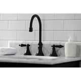 Governor Two-Handle 3-Hole Deck Mount Widespread Bathroom Faucet with Brass Pop-Up