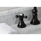 Governor Two-Handle 3-Hole Deck Mount Widespread Bathroom Faucet with Brass Pop-Up
