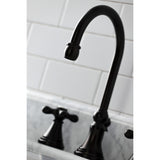 Governor Two-Handle 3-Hole Deck Mount Widespread Bathroom Faucet with Brass Pop-Up