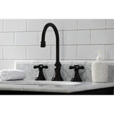 Governor Two-Handle 3-Hole Deck Mount Widespread Bathroom Faucet with Brass Pop-Up
