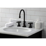 Governor Two-Handle 3-Hole Deck Mount Widespread Bathroom Faucet with Brass Pop-Up