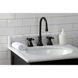 Governor Two-Handle 3-Hole Deck Mount Widespread Bathroom Faucet with Brass Pop-Up