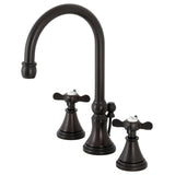 Essex Two-Handle 3-Hole Deck Mount Widespread Bathroom Faucet with Brass Pop-Up