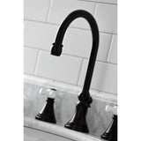 Governor Two-Handle 3-Hole Deck Mount Widespread Bathroom Faucet with Brass Pop-Up