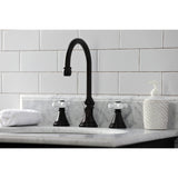 Governor Two-Handle 3-Hole Deck Mount Widespread Bathroom Faucet with Brass Pop-Up