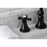 Millennium Two-Handle 3-Hole Deck Mount Widespread Bathroom Faucet with Brass Pop-Up