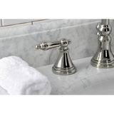 Governor Two-Handle 3-Hole Deck Mount Widespread Bathroom Faucet with Brass Pop-Up
