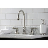 Governor Two-Handle 3-Hole Deck Mount Widespread Bathroom Faucet with Brass Pop-Up