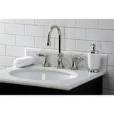 Governor Two-Handle 3-Hole Deck Mount Widespread Bathroom Faucet with Brass Pop-Up