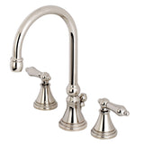 Governor Two-Handle 3-Hole Deck Mount Widespread Bathroom Faucet with Brass Pop-Up