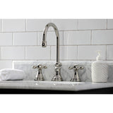 Governor Two-Handle 3-Hole Deck Mount Widespread Bathroom Faucet with Brass Pop-Up
