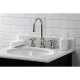 Governor Two-Handle 3-Hole Deck Mount Widespread Bathroom Faucet with Brass Pop-Up