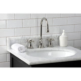 Governor Two-Handle 3-Hole Deck Mount Widespread Bathroom Faucet with Brass Pop-Up