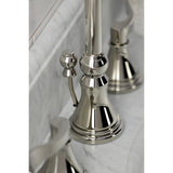 NuFrench Two-Handle 3-Hole Deck Mount Widespread Bathroom Faucet with Brass Pop-Up