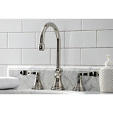 NuFrench Two-Handle 3-Hole Deck Mount Widespread Bathroom Faucet with Brass Pop-Up