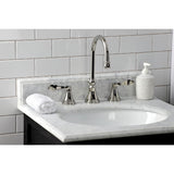 NuFrench Two-Handle 3-Hole Deck Mount Widespread Bathroom Faucet with Brass Pop-Up