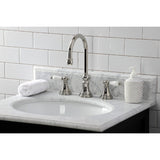 Governor Two-Handle 3-Hole Deck Mount Widespread Bathroom Faucet with Brass Pop-Up