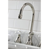 Governor Two-Handle 3-Hole Deck Mount Widespread Bathroom Faucet with Brass Pop-Up