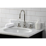 Governor Two-Handle 3-Hole Deck Mount Widespread Bathroom Faucet with Brass Pop-Up