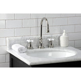 Governor Two-Handle 3-Hole Deck Mount Widespread Bathroom Faucet with Brass Pop-Up
