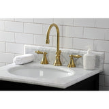 Governor Two-Handle 3-Hole Deck Mount Widespread Bathroom Faucet with Brass Pop-Up