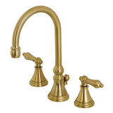 Governor Two-Handle 3-Hole Deck Mount Widespread Bathroom Faucet with Brass Pop-Up