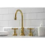 Essex Two-Handle 3-Hole Deck Mount Widespread Bathroom Faucet with Brass Pop-Up
