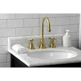 Essex Two-Handle 3-Hole Deck Mount Widespread Bathroom Faucet with Brass Pop-Up