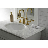 NuFrench Two-Handle 3-Hole Deck Mount Widespread Bathroom Faucet with Brass Pop-Up
