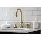 Governor Two-Handle 3-Hole Deck Mount Widespread Bathroom Faucet with Brass Pop-Up