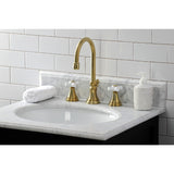 Governor Two-Handle 3-Hole Deck Mount Widespread Bathroom Faucet with Brass Pop-Up