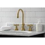 Millennium Two-Handle 3-Hole Deck Mount Widespread Bathroom Faucet with Brass Pop-Up