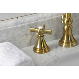 Millennium Two-Handle 3-Hole Deck Mount Widespread Bathroom Faucet with Brass Pop-Up