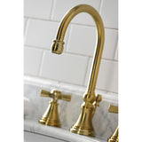Millennium Two-Handle 3-Hole Deck Mount Widespread Bathroom Faucet with Brass Pop-Up