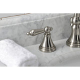 Governor Two-Handle 3-Hole Deck Mount Widespread Bathroom Faucet with Brass Pop-Up