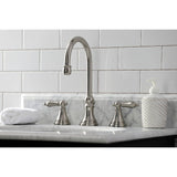 Governor Two-Handle 3-Hole Deck Mount Widespread Bathroom Faucet with Brass Pop-Up