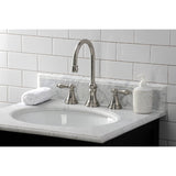 Governor Two-Handle 3-Hole Deck Mount Widespread Bathroom Faucet with Brass Pop-Up