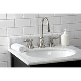 Governor Two-Handle 3-Hole Deck Mount Widespread Bathroom Faucet with Brass Pop-Up