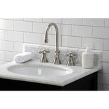 Governor Two-Handle 3-Hole Deck Mount Widespread Bathroom Faucet with Brass Pop-Up