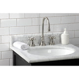 Governor Two-Handle 3-Hole Deck Mount Widespread Bathroom Faucet with Brass Pop-Up