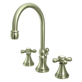 Governor Two-Handle 3-Hole Deck Mount Widespread Bathroom Faucet with Brass Pop-Up