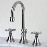 Essex Two-Handle 3-Hole Deck Mount Widespread Bathroom Faucet with Brass Pop-Up