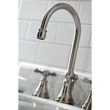Essex Two-Handle 3-Hole Deck Mount Widespread Bathroom Faucet with Brass Pop-Up