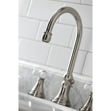 Governor Two-Handle 3-Hole Deck Mount Widespread Bathroom Faucet with Brass Pop-Up