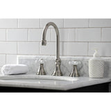 Governor Two-Handle 3-Hole Deck Mount Widespread Bathroom Faucet with Brass Pop-Up